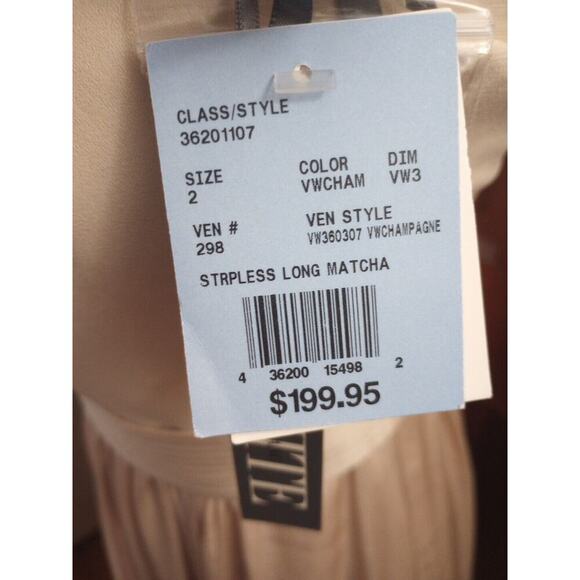 White By Vera Wang Dress Strapless W/Pockets Champagne Sz 2 Wedding Gown Prom - Picture 8 of 13